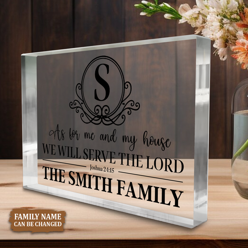 As For Me And My House Custom Family Name Acrylic Plaque