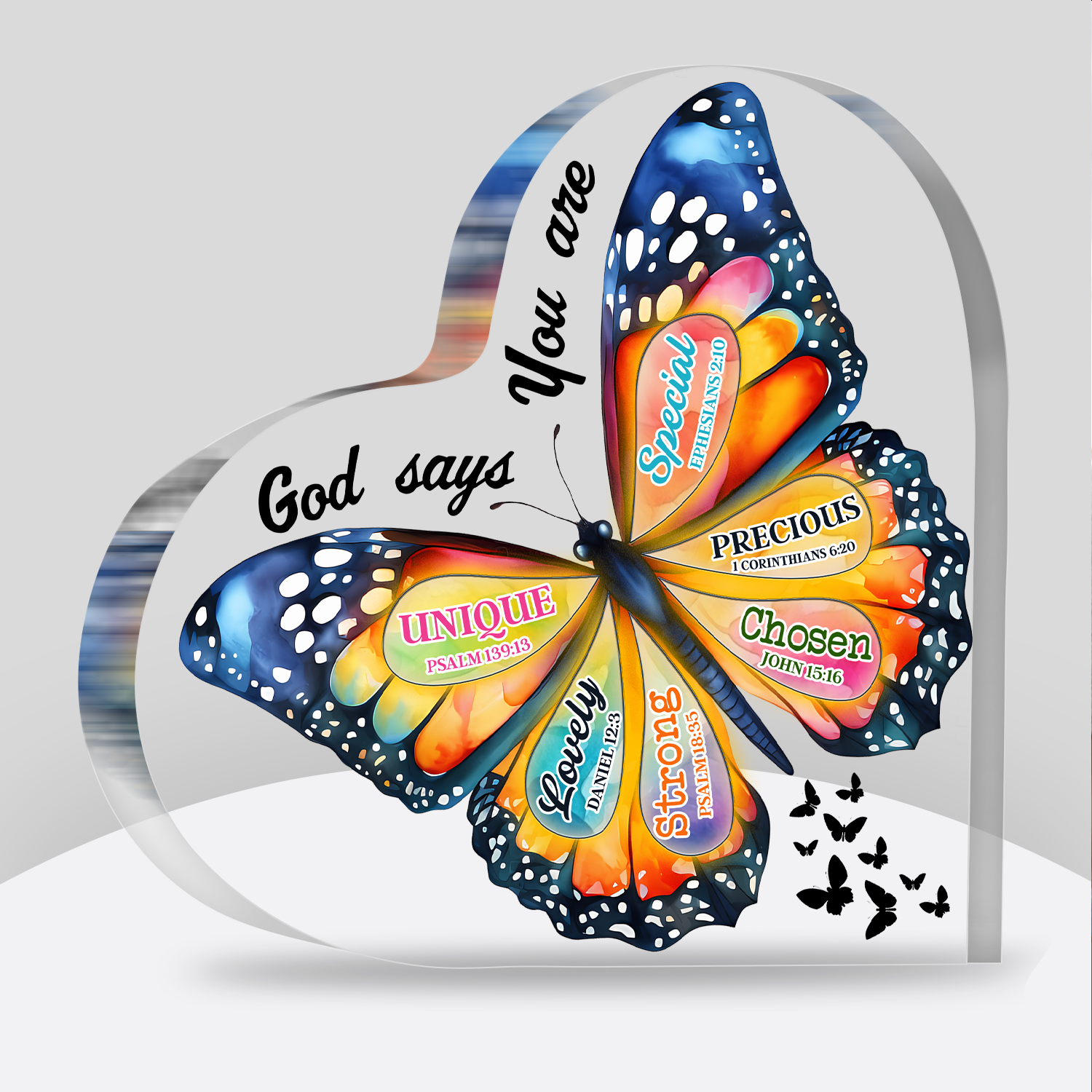 Colorful Butterfly God Says You Are Acrylic Plaque Heart Shaped Gifts
