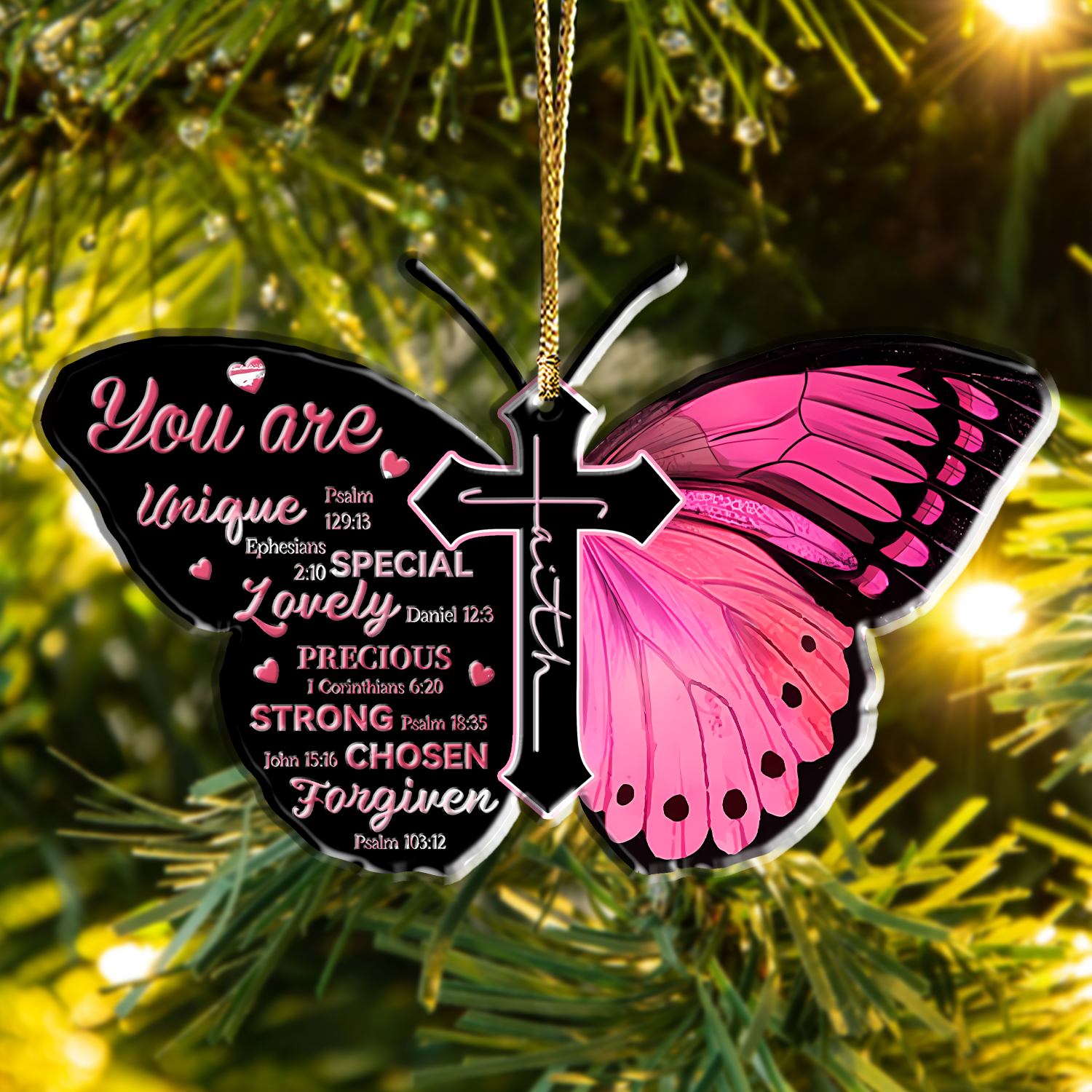 You Are Christian Butterfly Religious Bible Car Rear View Mirror Accessories, First Car Drivers License Gift Acrylic Car Decoration, Cute Christian Religious Gift