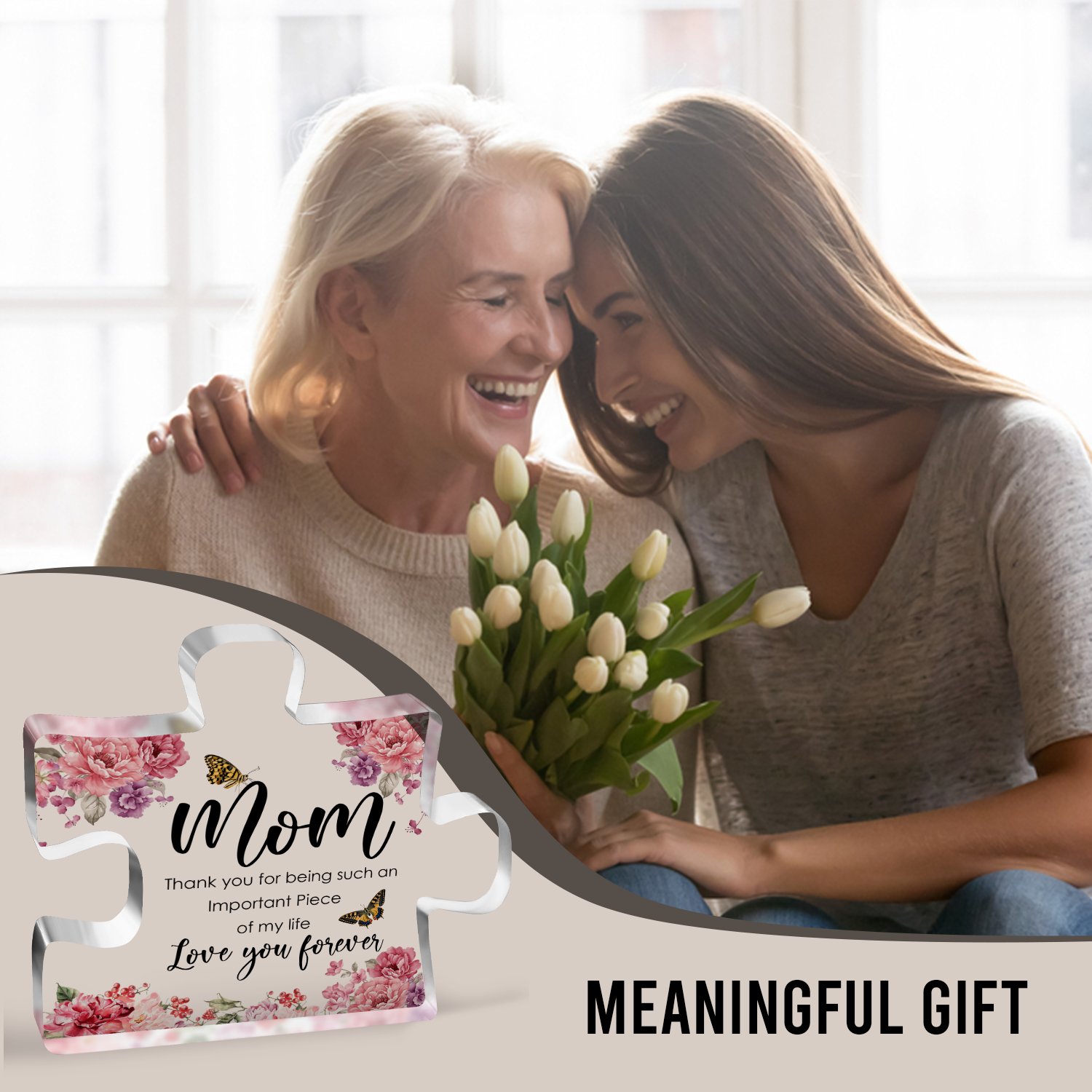 Gifts for Mom Acrylic Plaque Block Puzzle Mothers Day Thanksgiving Birthday Gifts for Mom