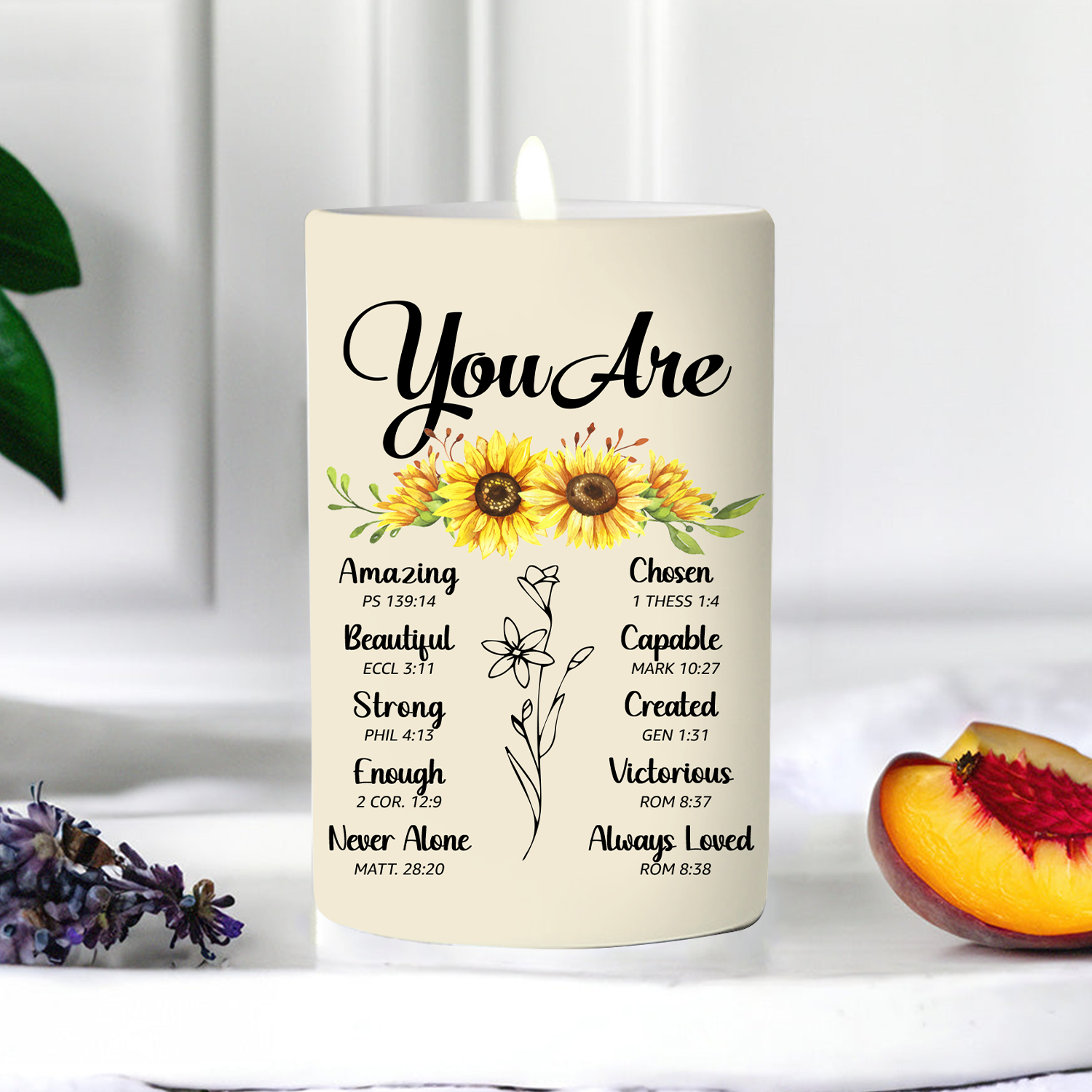 Sunflower You Are Bible Verse Scented Candle Gifts