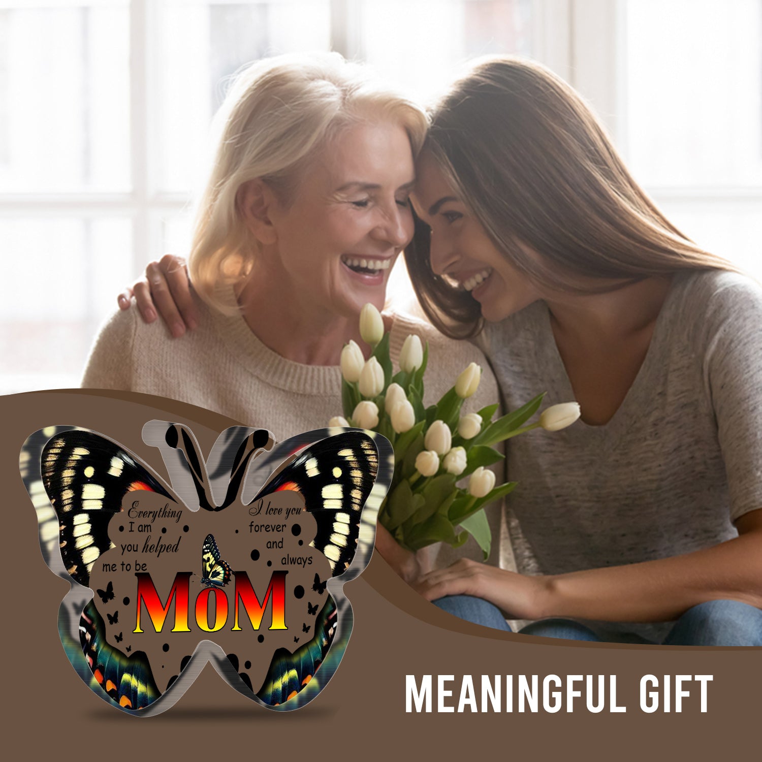 I Love You Mom Mothers Day Gifts for Mom, Unique Mom Birthday Gift Ideas, Butterfly-Shaped Acrylic Keepsake Gifts