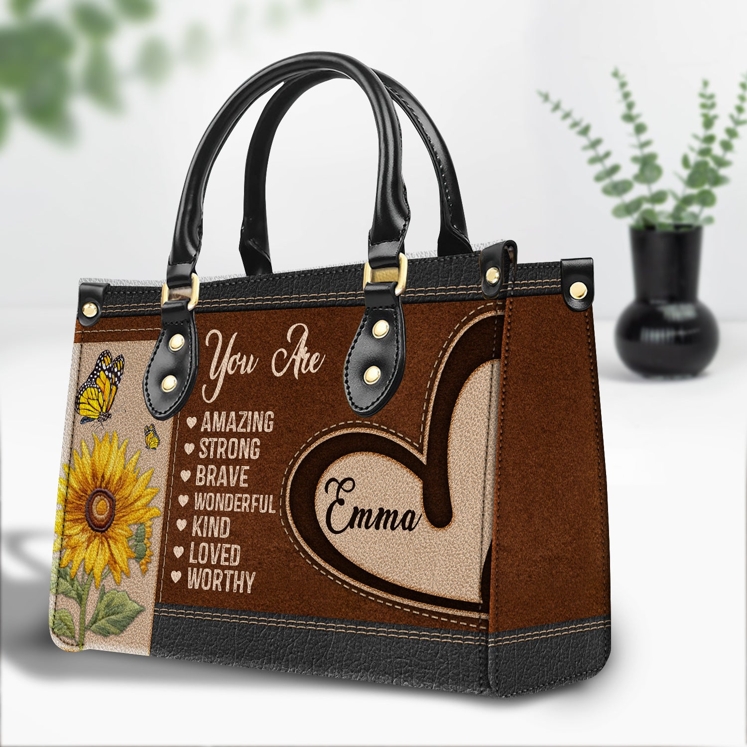 You Are Unique Vintage Style Personalized Leather Handbag