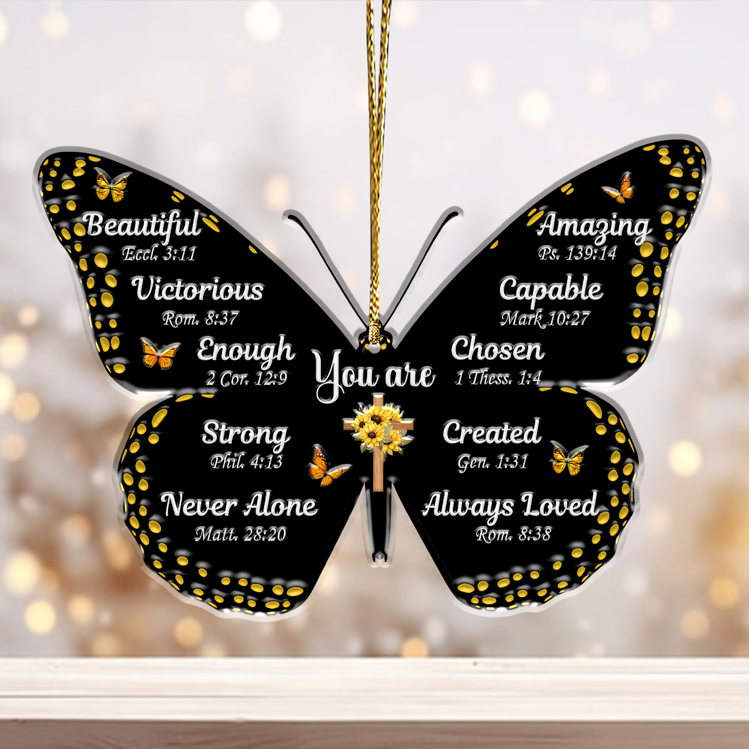 Butterfly Inspirational Religious You Are Christian Gifts For Women, Birthday Gifts For Women, Ornament Gift Bible Verse Christmas Ornament Car Hanging