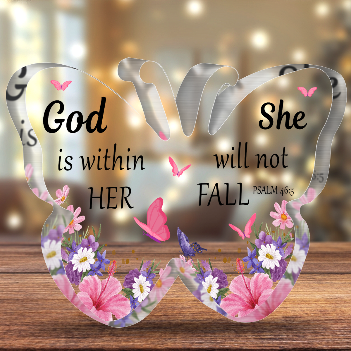 Butterfly Flowers God Is Within Her Acrylic Plaque Christian Gifts Bible Verses Religious Gifts