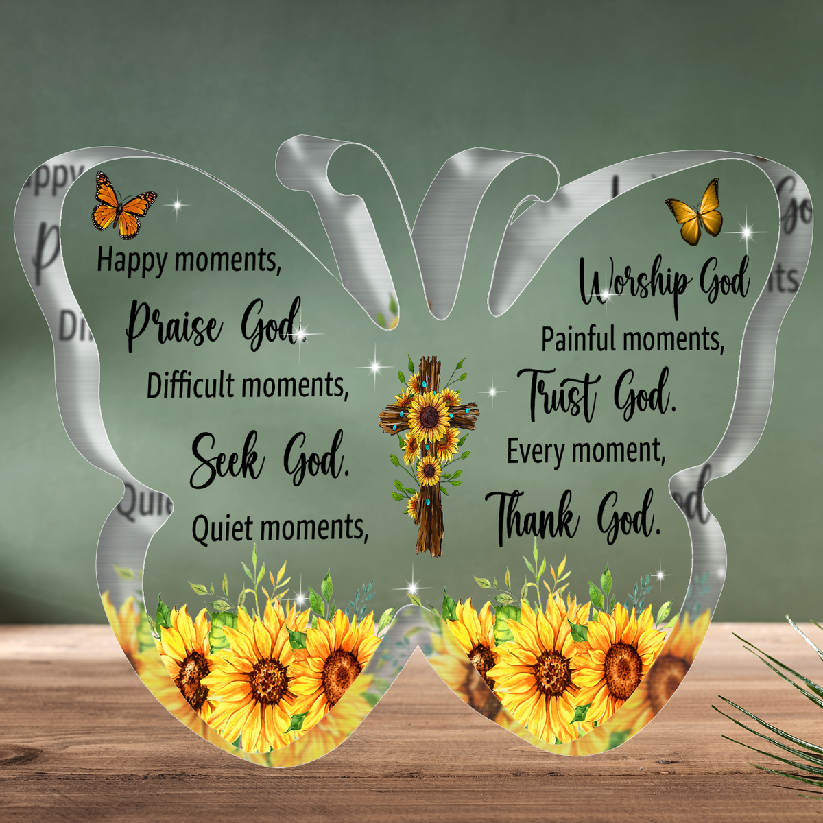 Thank God Butterfly Acrylic Plaque Christian Gifts