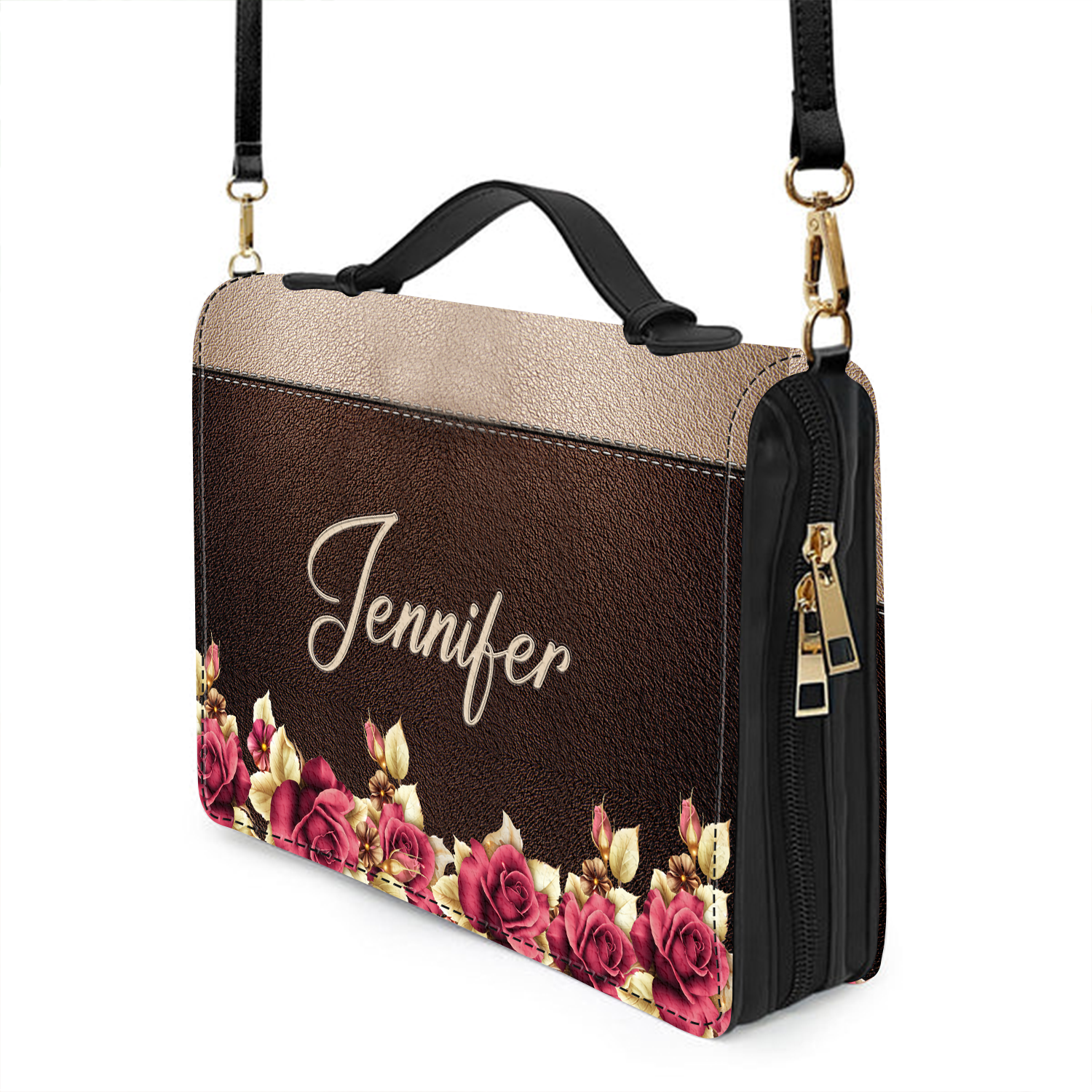 Roses Cross Surrounded By Your Glory Christian Personalized Bible Cover