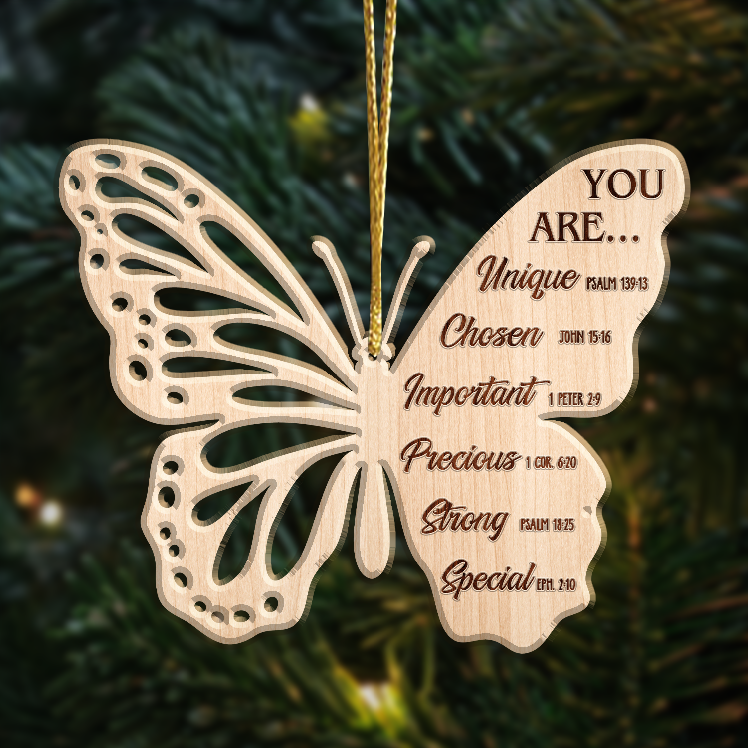 Butterfly You Are Identity In Christ Engraved Wood Ornament Christmas Gift