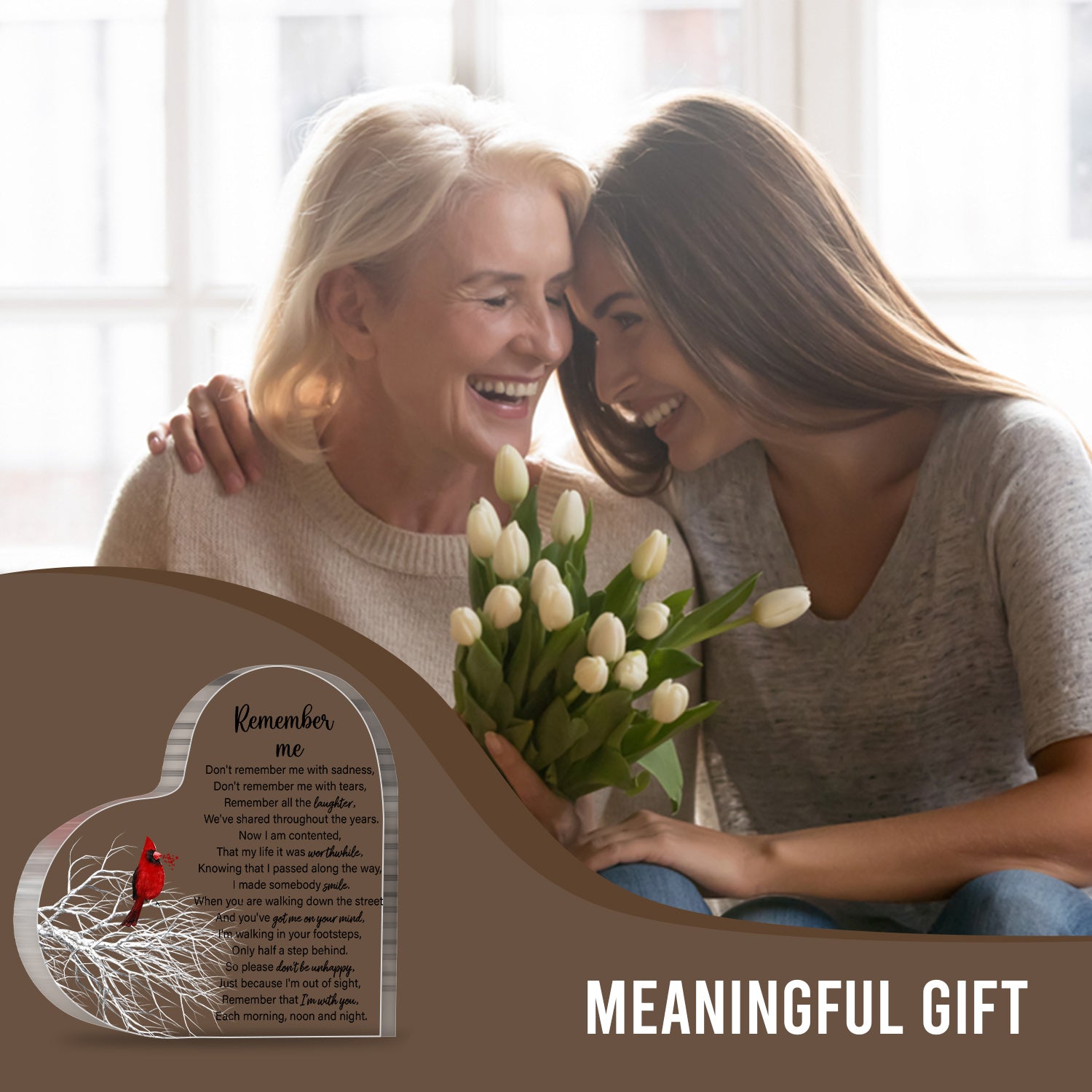 Remember Me Memorial Gifts Sympathy Gifts Red Cardinal Memorial Bereavement Acrylic Heart Plaque Condolence Gifts in Memory of Loss of Loved One