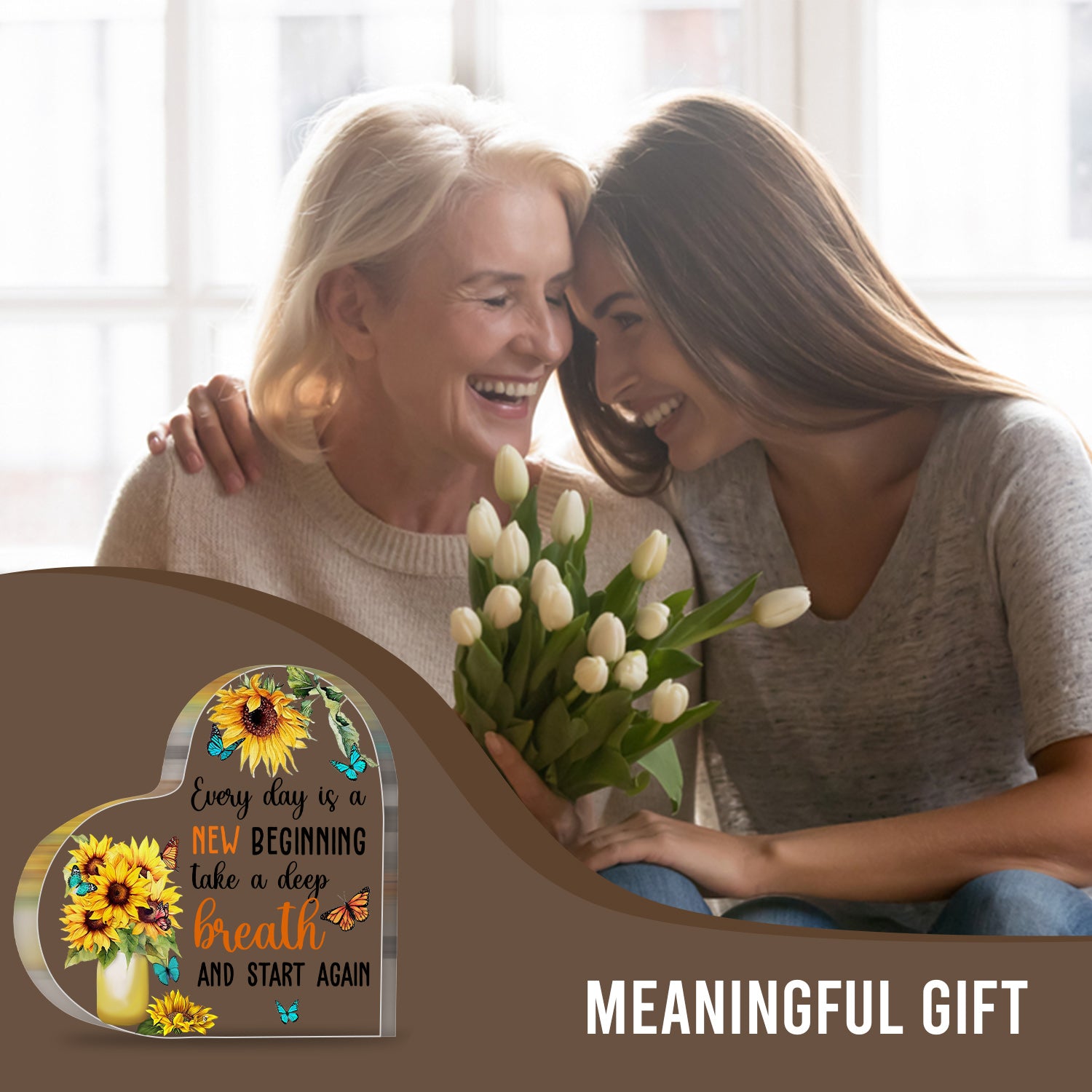 Everyday Is A New Beginning Heart Acrylic Plaque Birthday Gift For Women Her Inspirational Gifts