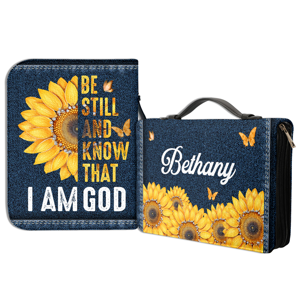 Sunflower Be Still Christian Personalized Bible Cover