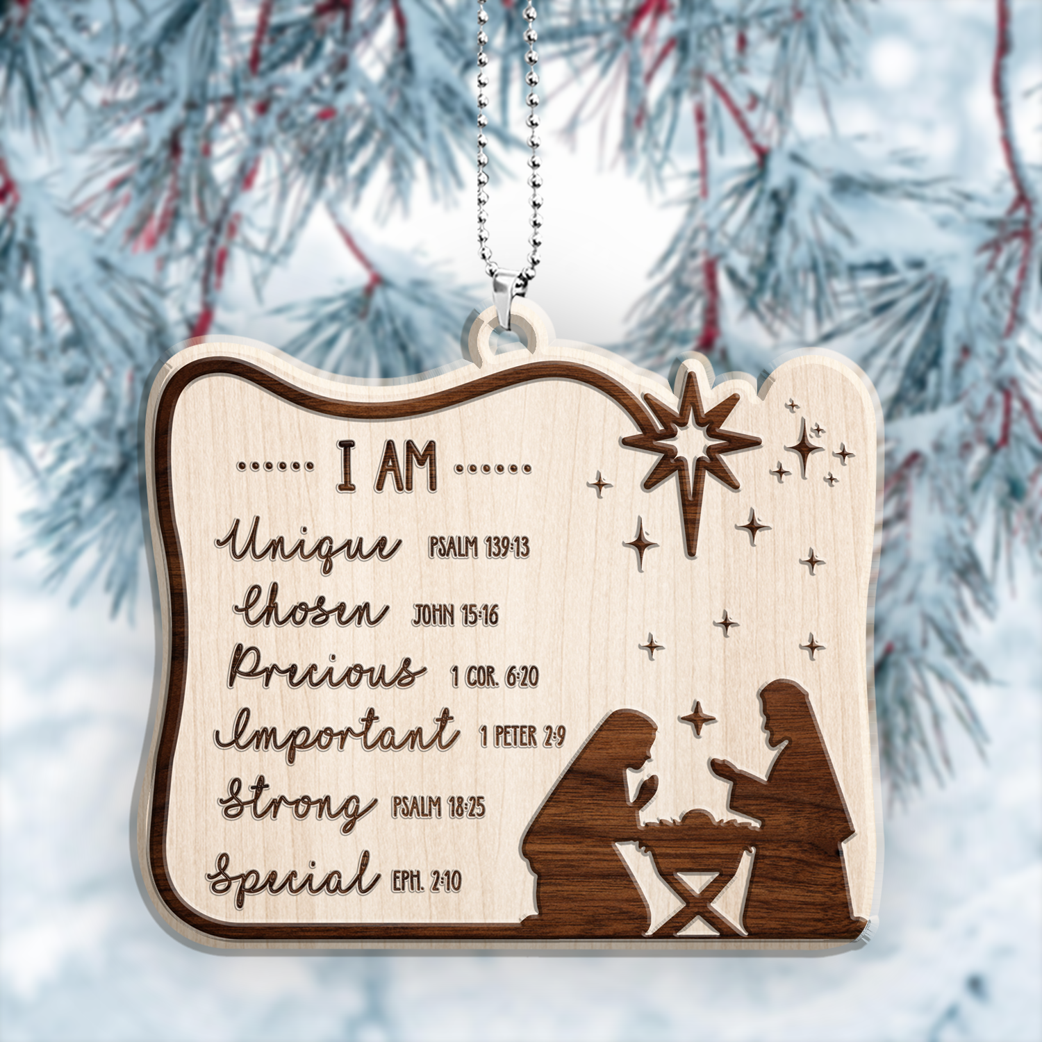 Engraved Wood Ornament I Am Identity In Christ Ornament