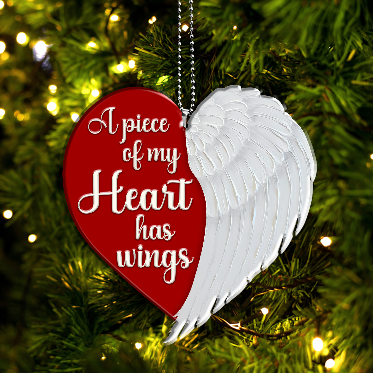 Memorial Ornament Piece Of Heart Wings Car Hanging, Christmas Ornament Gift