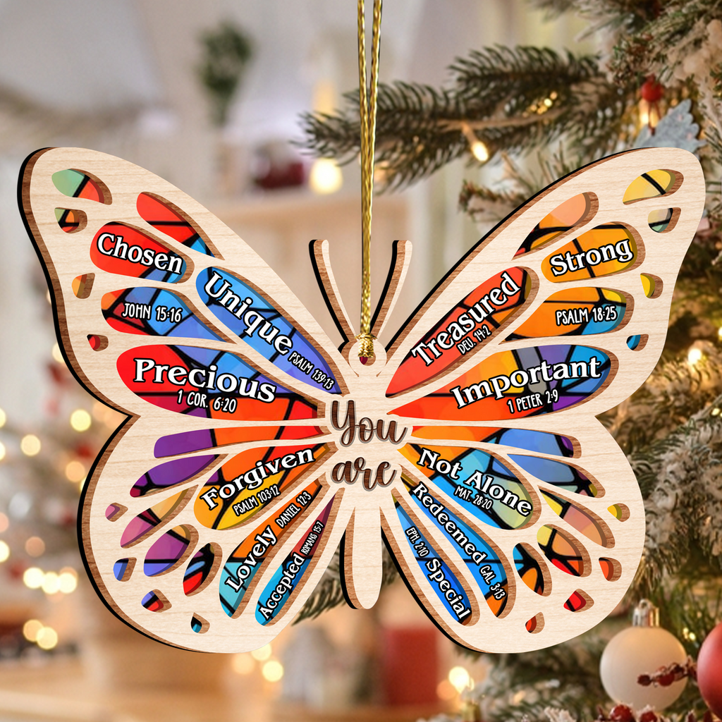 Butterfly You Are Stained Glass Pattern Two Layers Suncatcher Ornament Christmas Ornament Car Hanging Ornament
