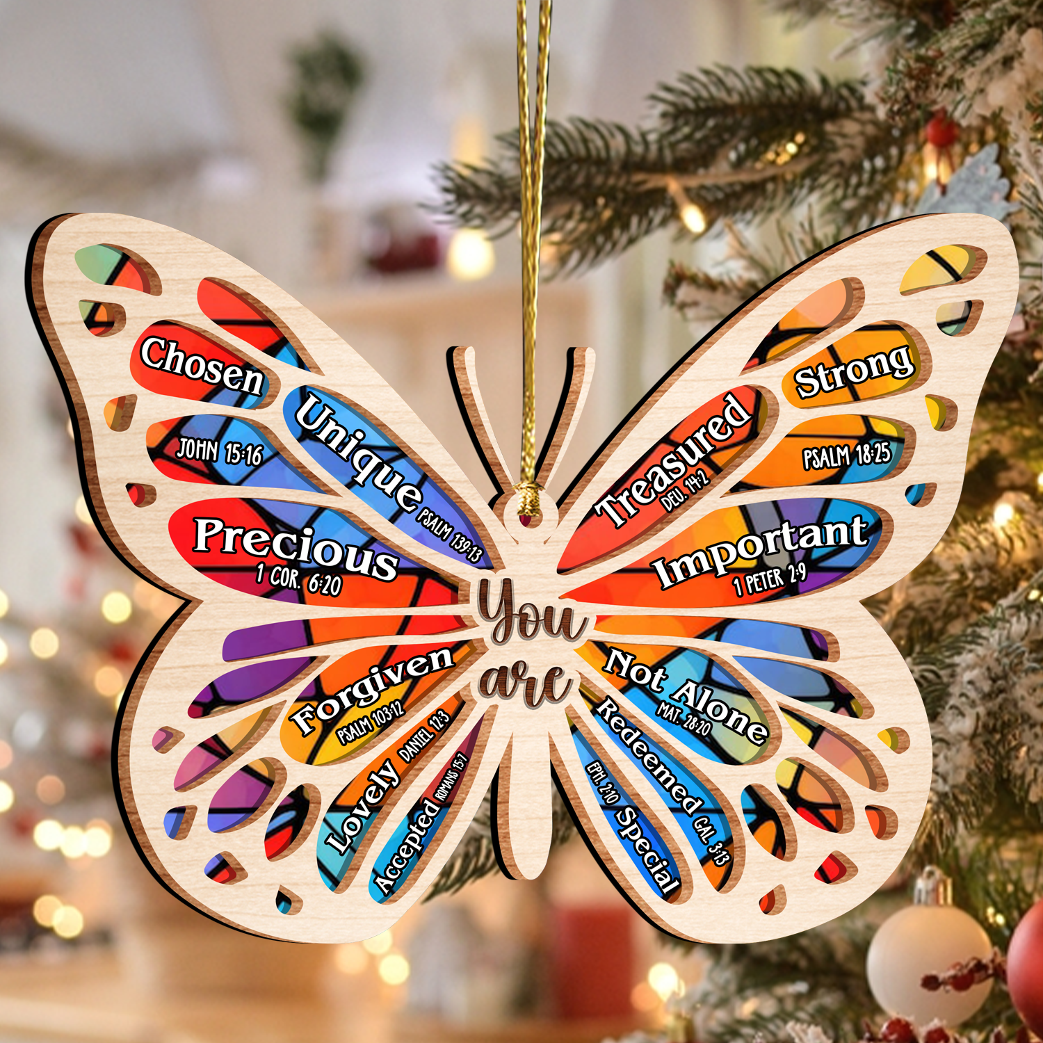 Butterfly You Are Stained Glass Pattern Two Layers Suncatcher Ornament Christmas Ornament Car Hanging Ornament