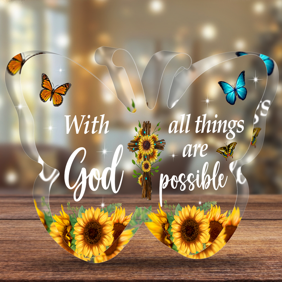 Butterfly All Things Are Possible Acrylic Plaque Christian Gifts Bible Verses Religious Gifts
