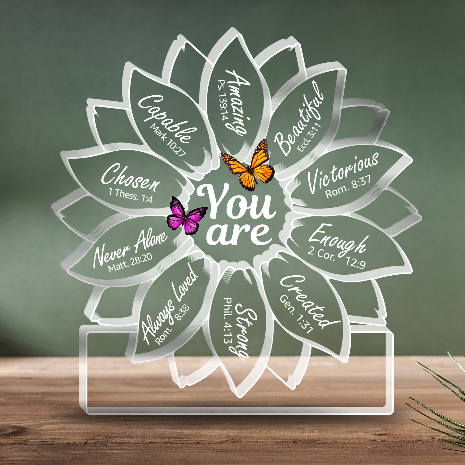 Sunflower Silhouette Butterfly You Are Bible Verse Gift Acrylic Plaques