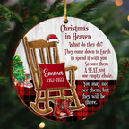 Christmas In Heaven Rocking Chair Custom Ornament 2 Layers Christmas Car Hanging Wooden Ornament