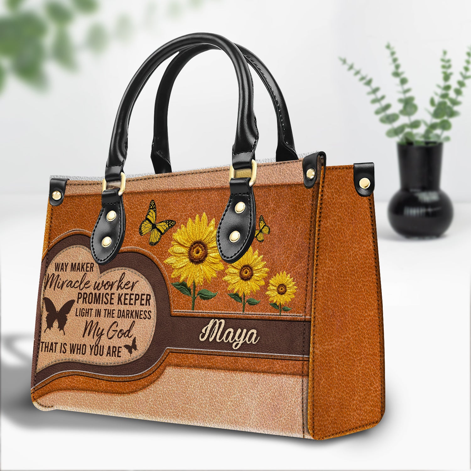 Way Maker Miracle Worker Personalized Leather Handbag