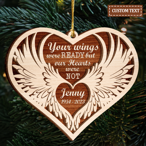 Angel Wings Memorial Custom Two Layers Wood Ornament Christmas Ornament Car Hanging Ornament
