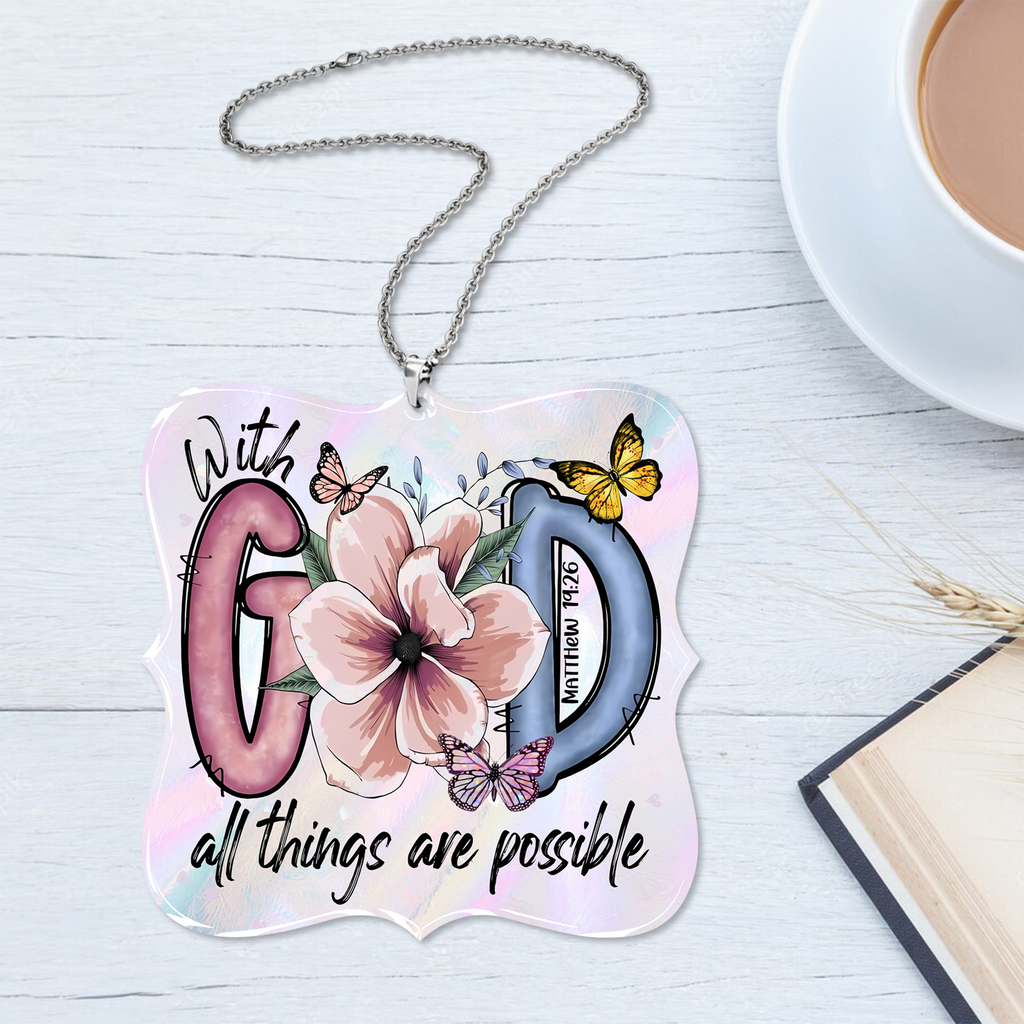 Flower Butterfly With God Christian Gifts For Women, Birthday Gifts For Women, Ornament Gift Bible Verse You Are Christmas Ornament Car Hanging