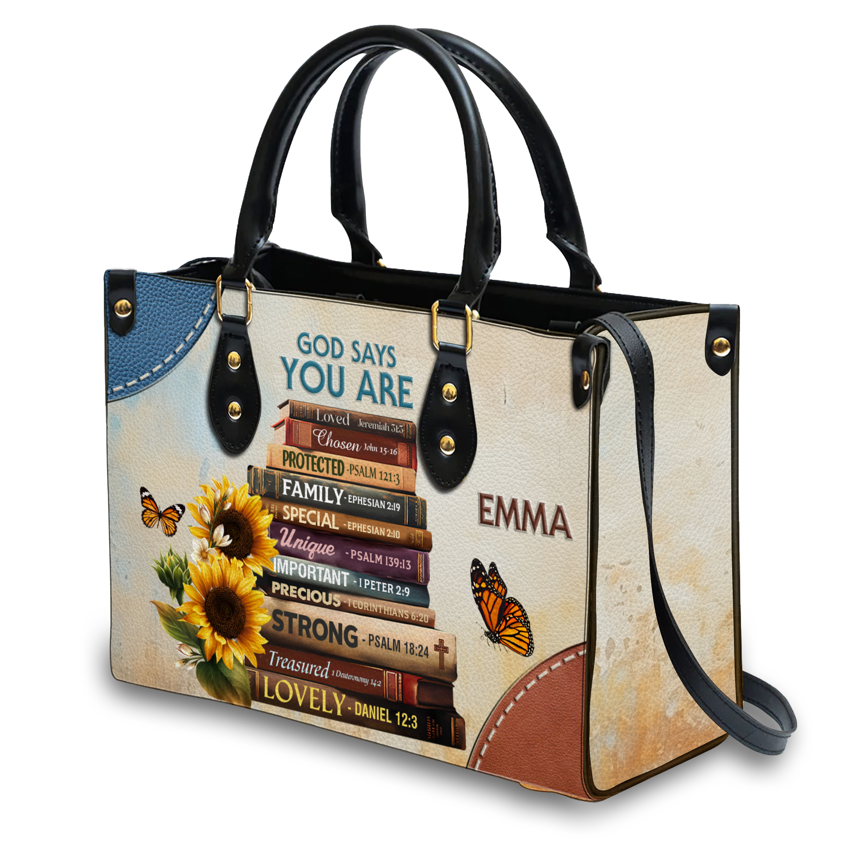 Butterfly Books God Says You Are Personalized Leather Handbag