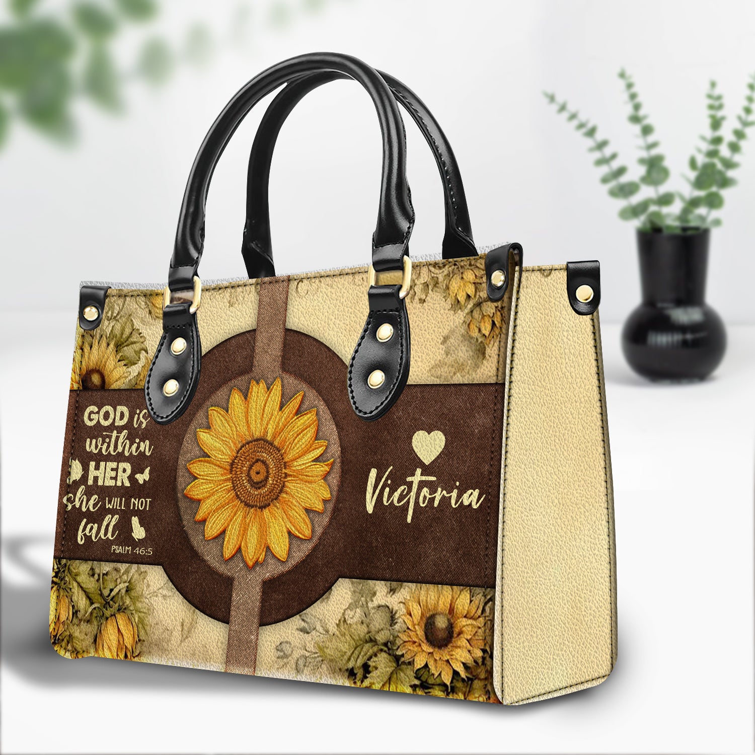 She will not fall Sunflower Style Personalized Leather Handbag