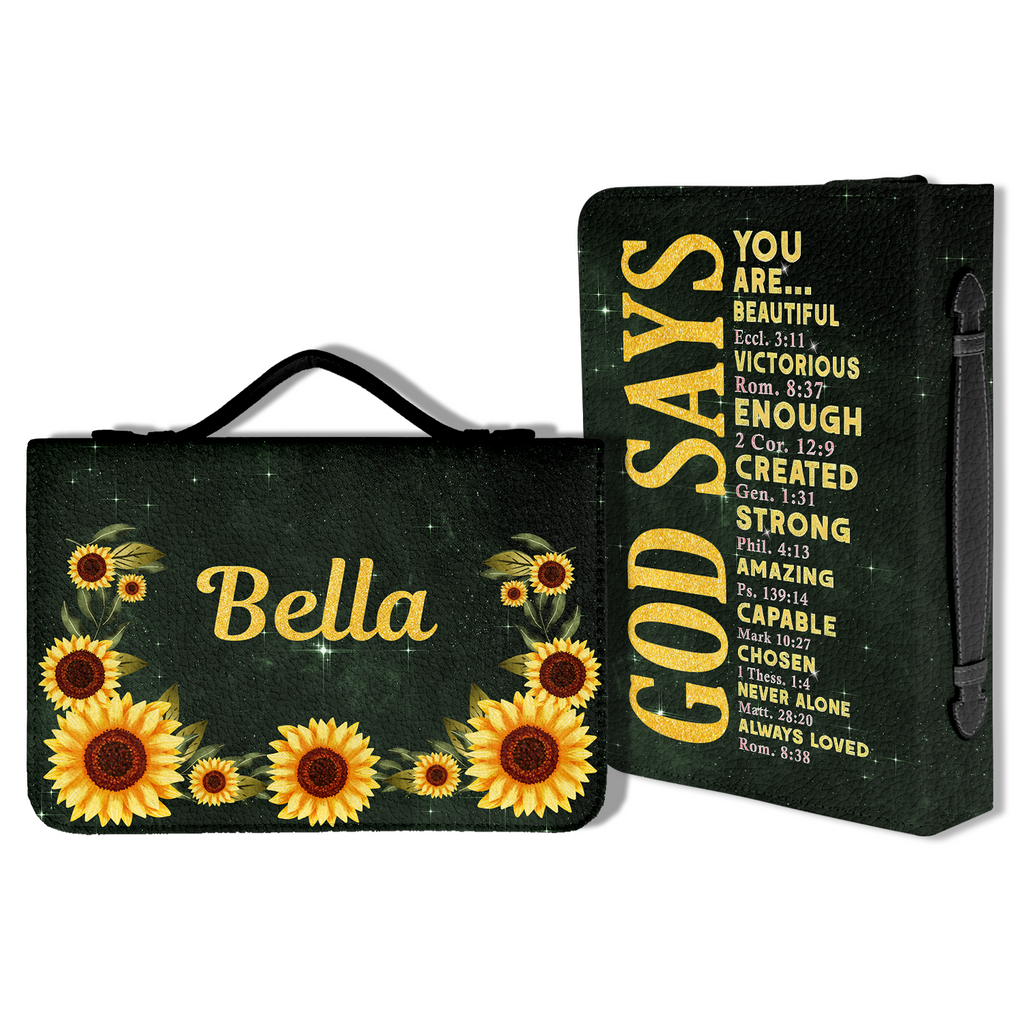 Sunflower God Says You Are Christian Personalized Bible Cover