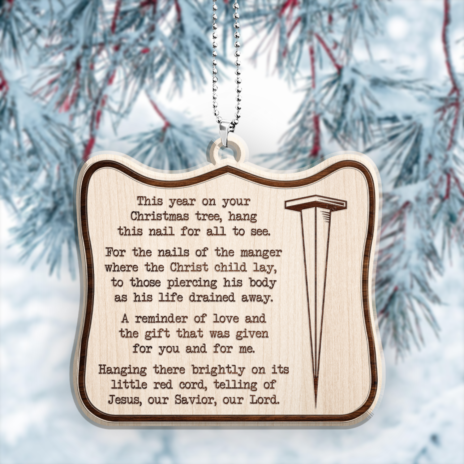 Christ Nail Symbol Christmas Laser Cut Wood Ornament