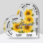Sunflower You Are Acrylic Plaque Heart Shaped Gifts