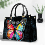 Butterfly God Say You Are Personalized Leather Handbag Christian Gifts Bible Verses Religious Gifts