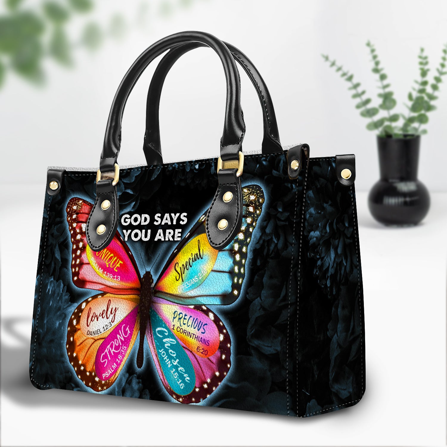 Butterfly God Say You Are Personalized Leather Handbag Christian Gifts Bible Verses Religious Gifts