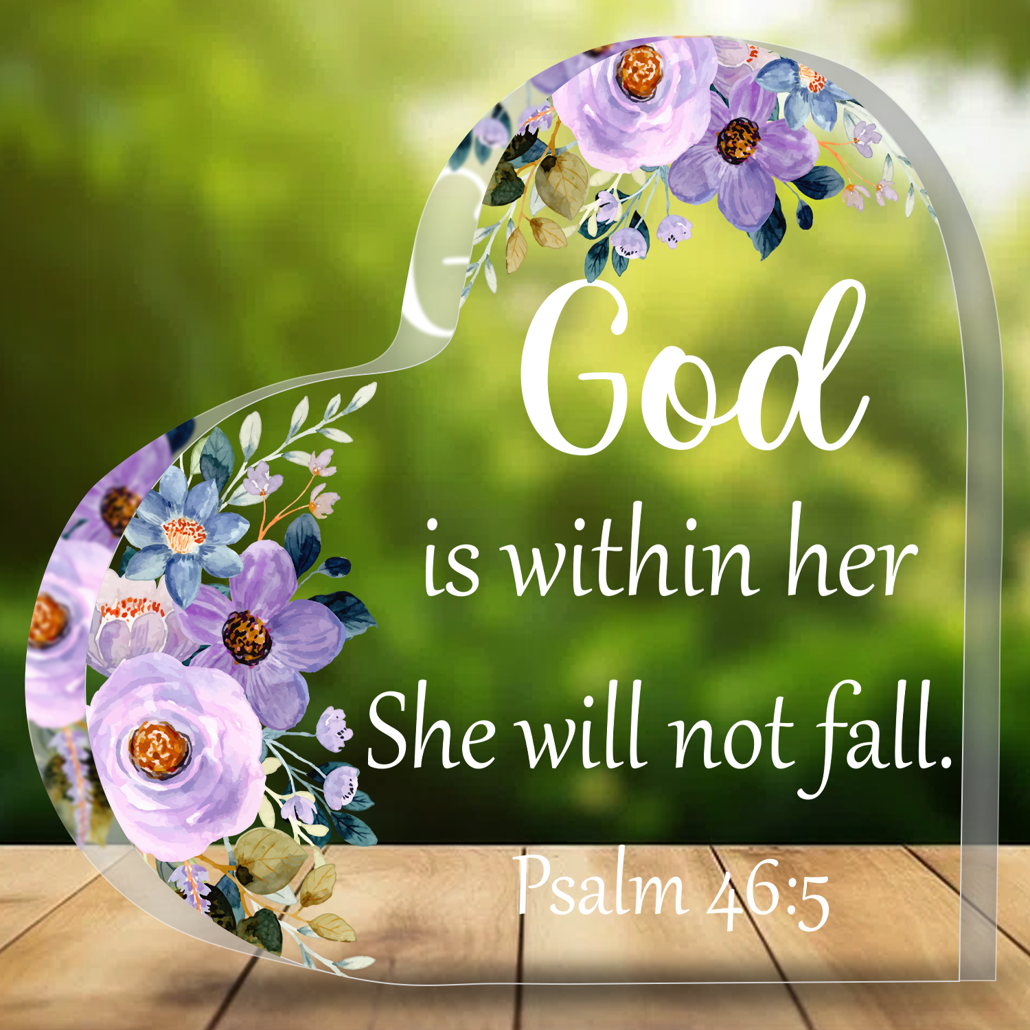 Floral God Is Within Her Bible Verse Acrylic Hearts Plaques