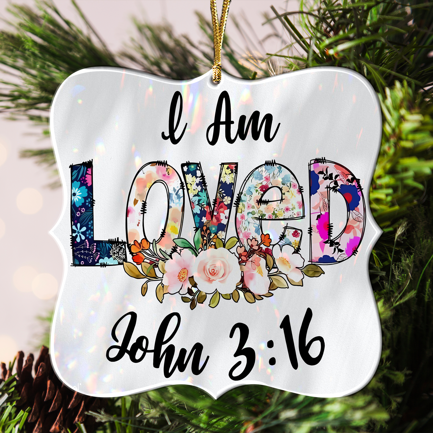 Flowers I Am Loved Christian Gifts For Women, Birthday Gifts For Women, Ornament Gift, Christmas Ornament Car Hanging