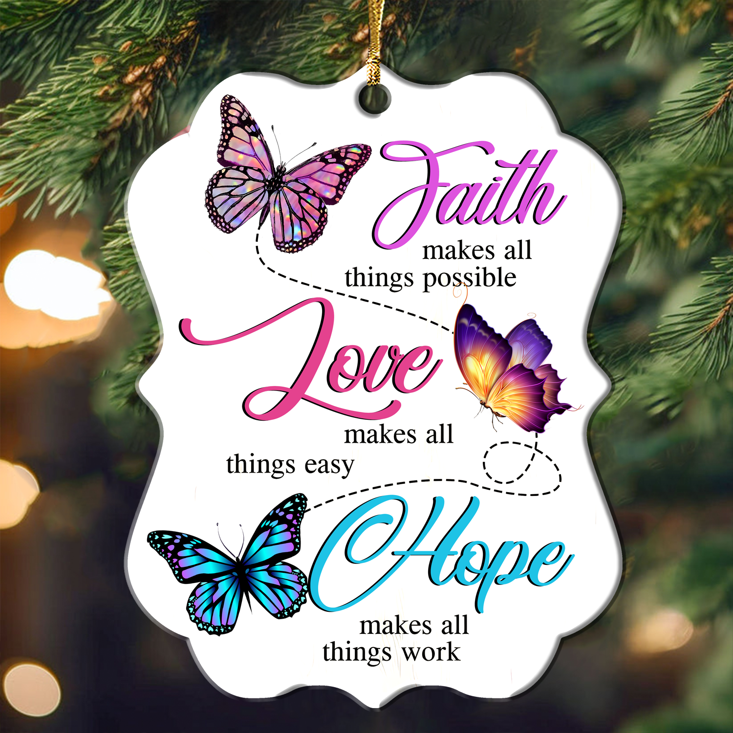 Butterfly Faith Hope Love Christian Gifts For Women, Birthday Gifts For Women, Ornament Gift, Christmas Ornament Car Hanging