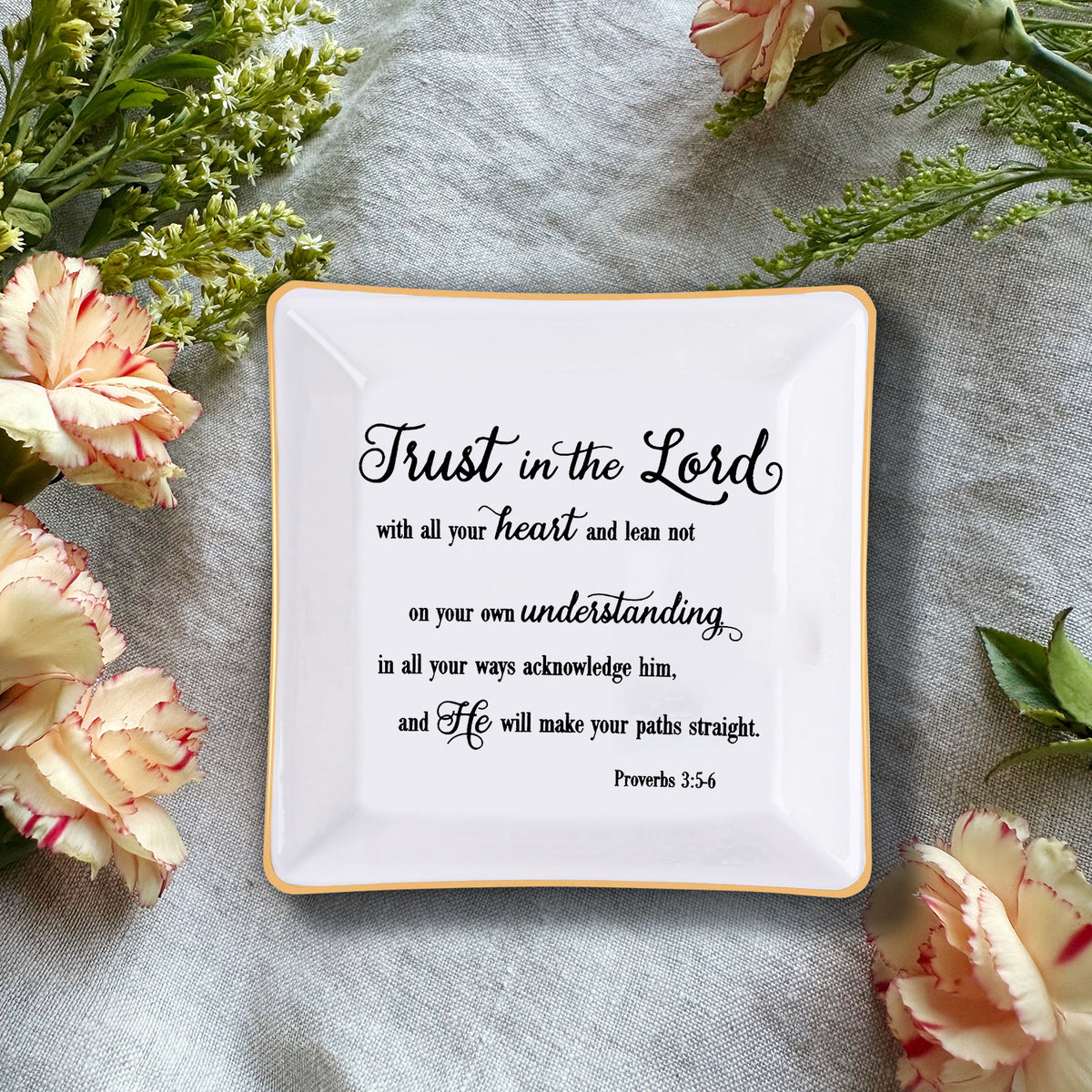 Trust In The Lord Ceramic Ring Dish Birthday Gifts Motivation Gifts For Women Men Inspirational Gifts