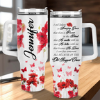 Poppy flower Old rugged cross - 40 Oz Tumbler With Handle - Personalized Stainless Steel Tumbler