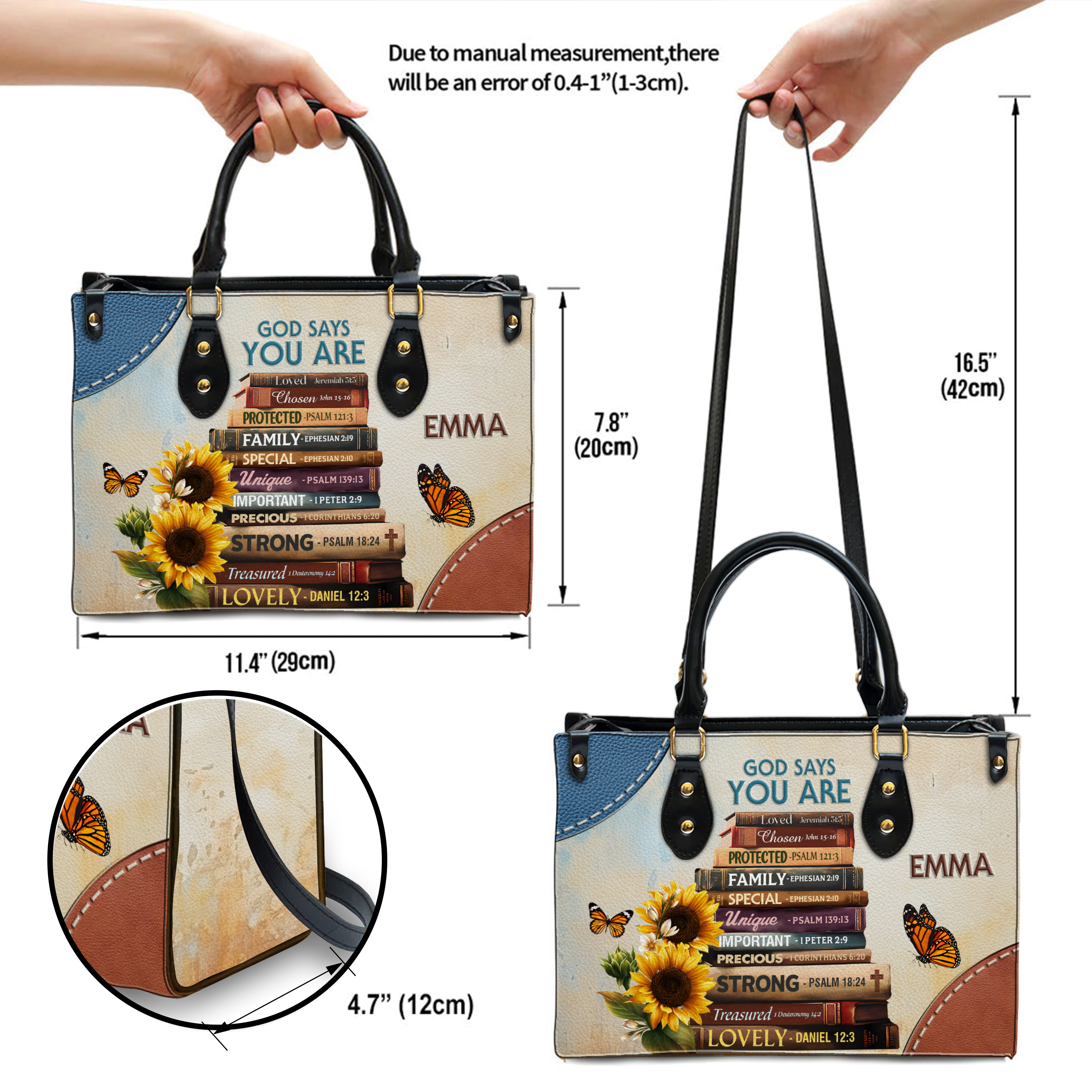 Butterfly Books God Says You Are Personalized Leather Handbag
