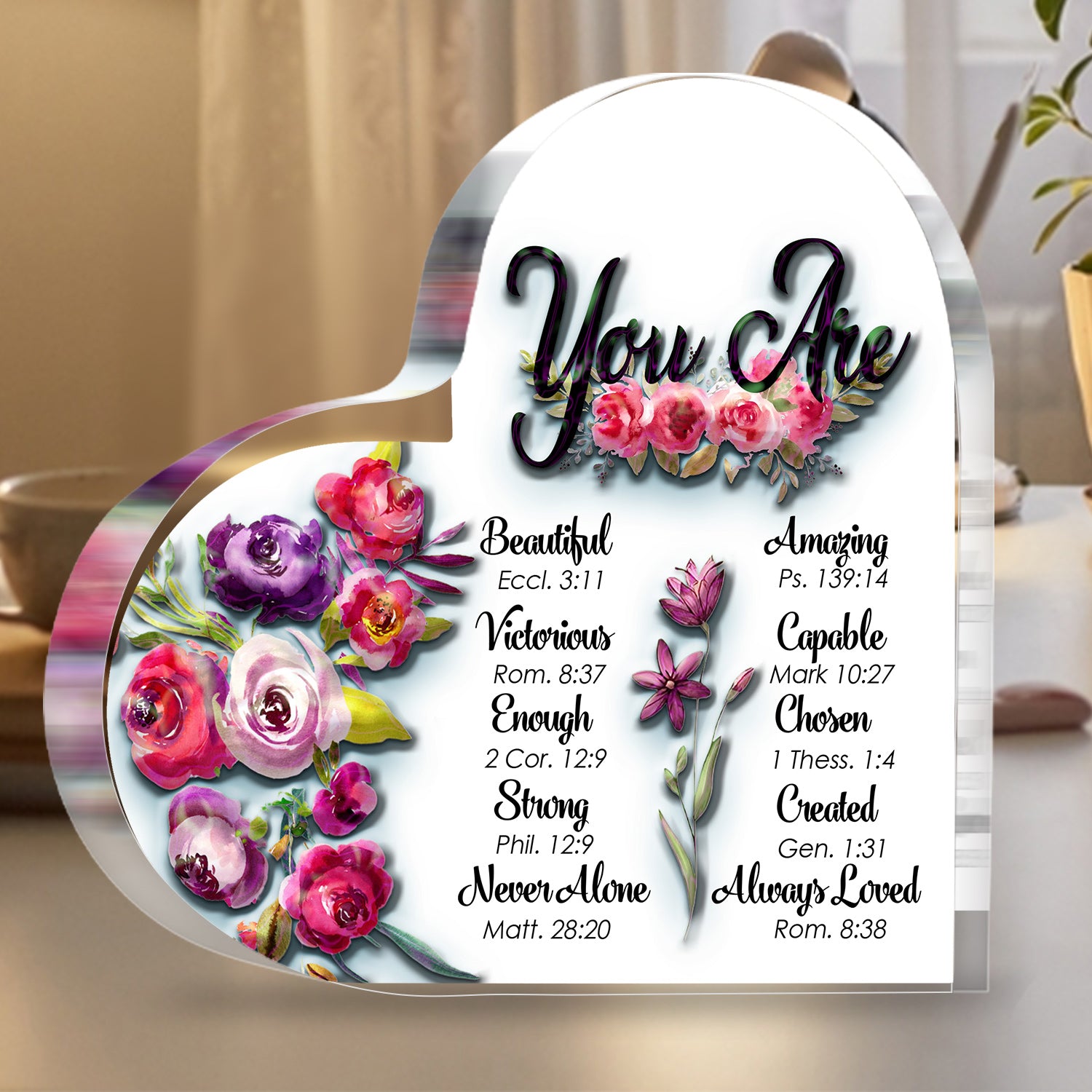 You Are Heart Acrylic Plaque Christian Gifts for Women Inspirational Gifts for Friends Faith Spiritual Bible Verse Gift for Womens Girls