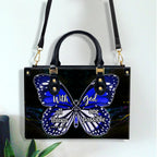 Purple Butterfly All Things Are Possible Zippered Leather Handbag With Handle Christian Gift Religious Gift For Women