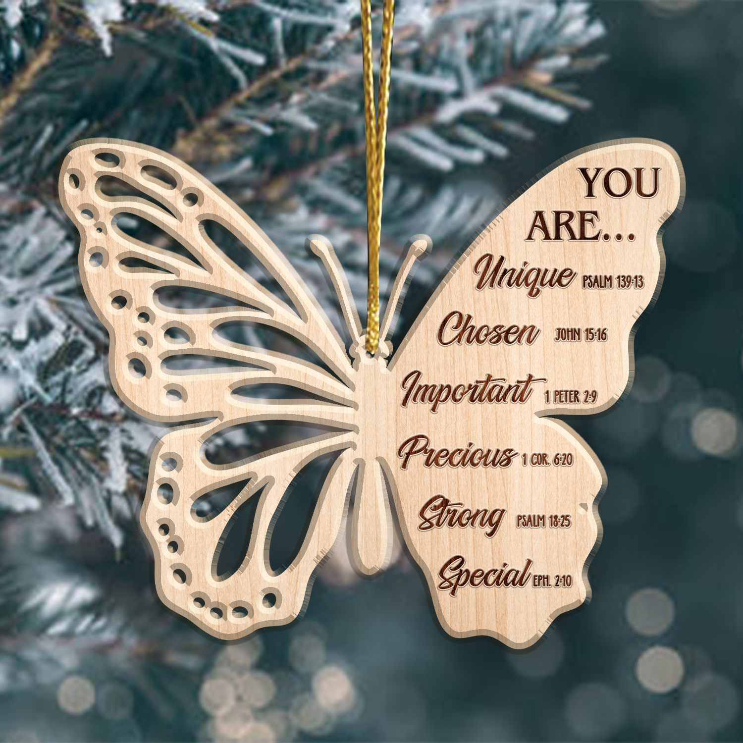 Butterfly You Are Identity In Christ Engraved Wood Ornament Christmas Gift