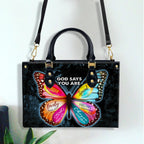 Butterfly God Say You Are Personalized Leather Handbag Christian Gifts Bible Verses Religious Gifts