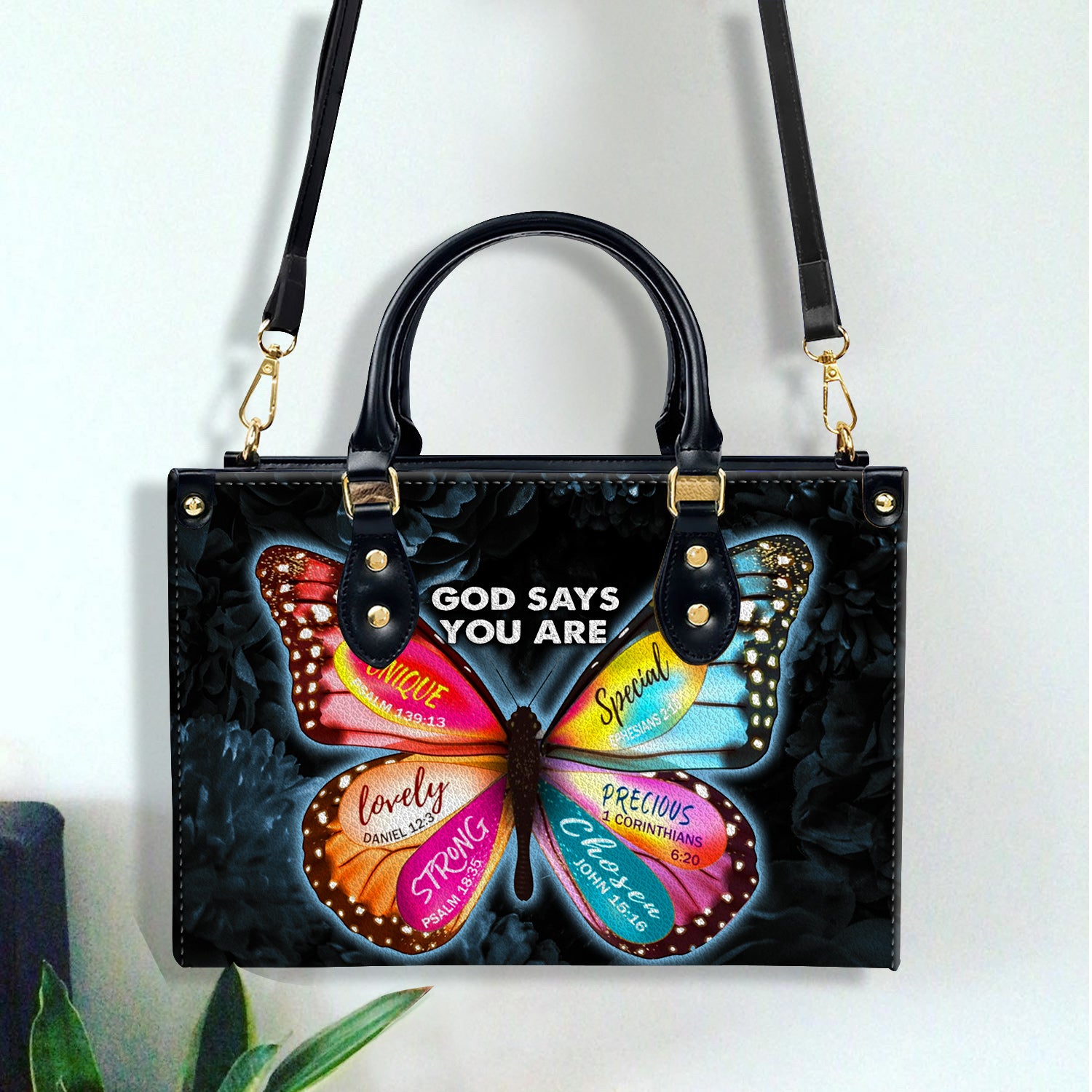 Butterfly God Say You Are Personalized Leather Handbag Christian Gifts Bible Verses Religious Gifts