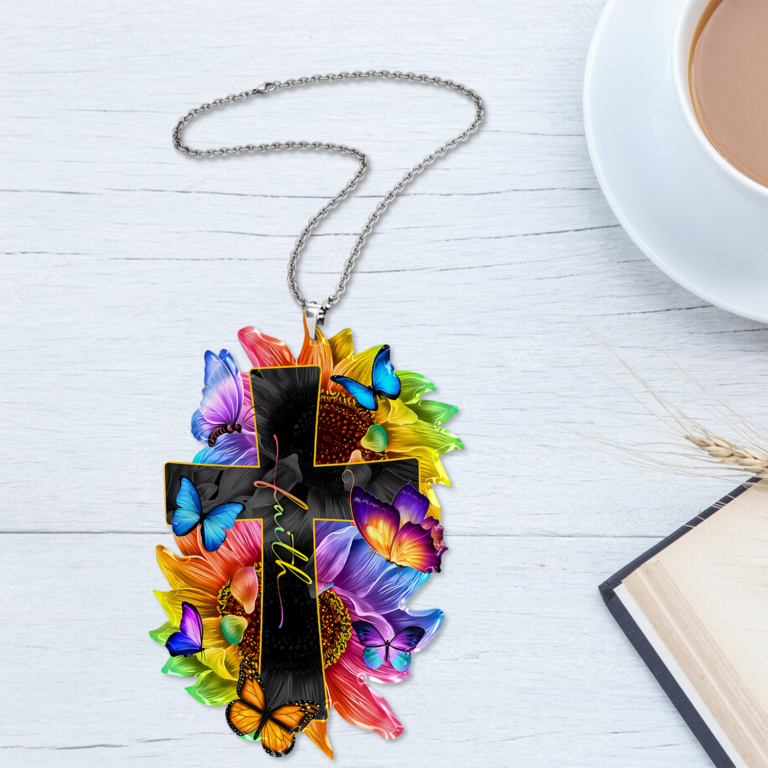 Faith Sunflower Butterflies Christian Ornaments for Christmas Tree
