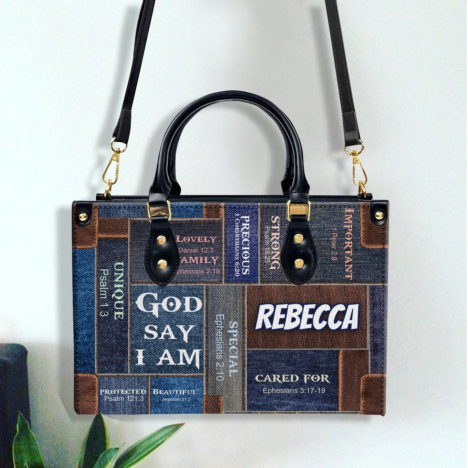 God Says I Am Everlasting Faith Personalized Leather Handbag