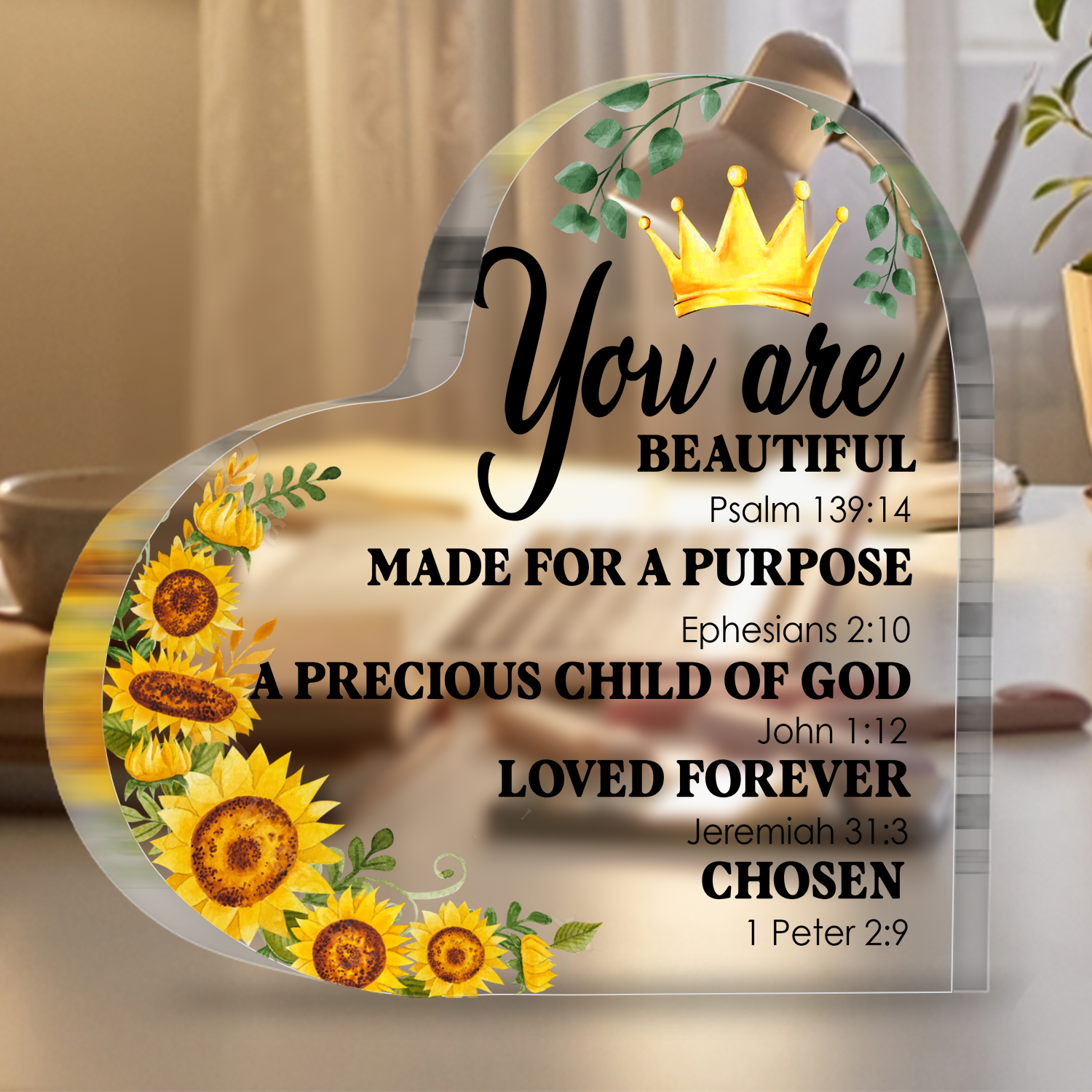 You Are Beautiful Heart Shaped Acrylic Plaque Christian Gifts Religious Gifts Inspirational Gifts with Bible Verse Prayers
