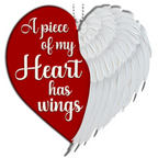 Memorial Ornament Piece Of Heart Wings Car Hanging, Christmas Ornament Gift