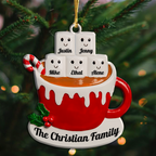 Marshmallow Drinks Cup Family Custom Acrylic Ornament Christmas Car Hanging Gift