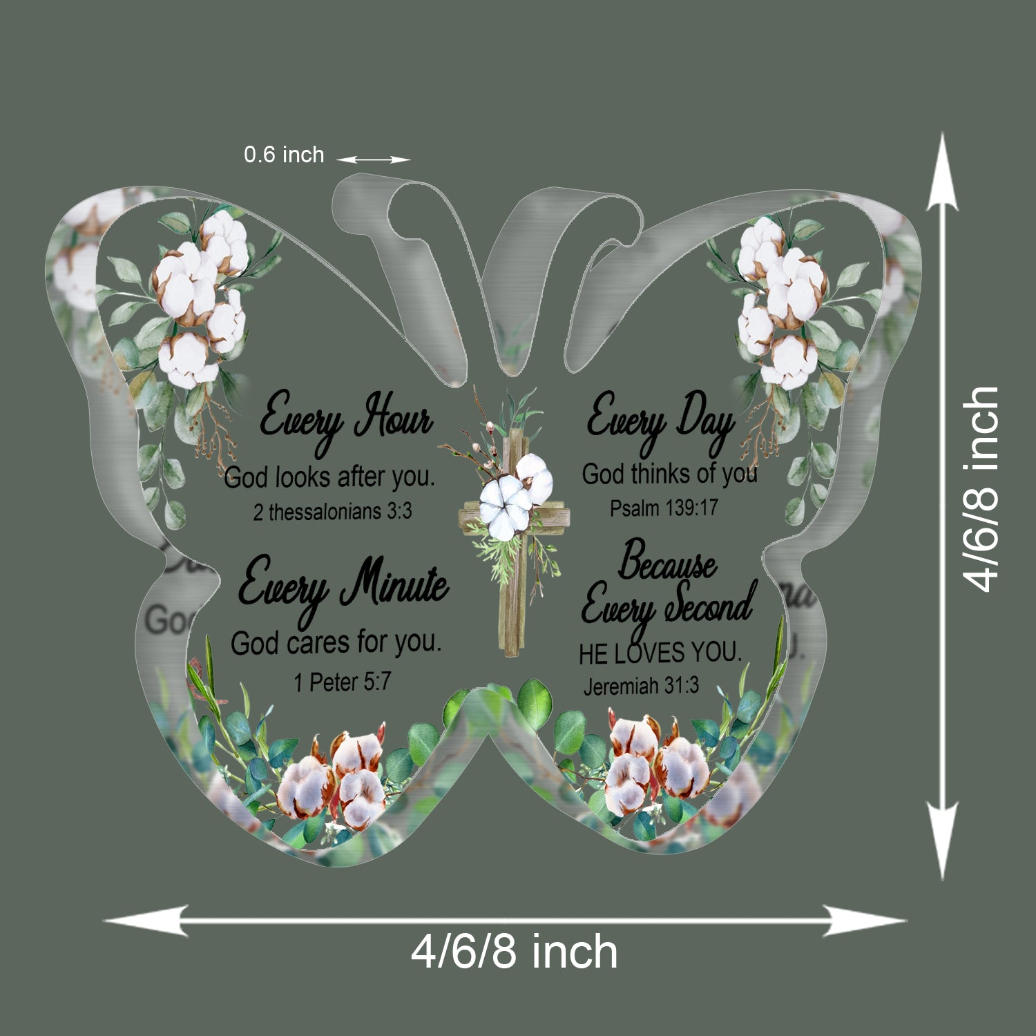 Every Second He Loves You Flower Heart Acrylic Plaque Christian Gifts for Women Inspirational Gifts with Bible Verse Prayers