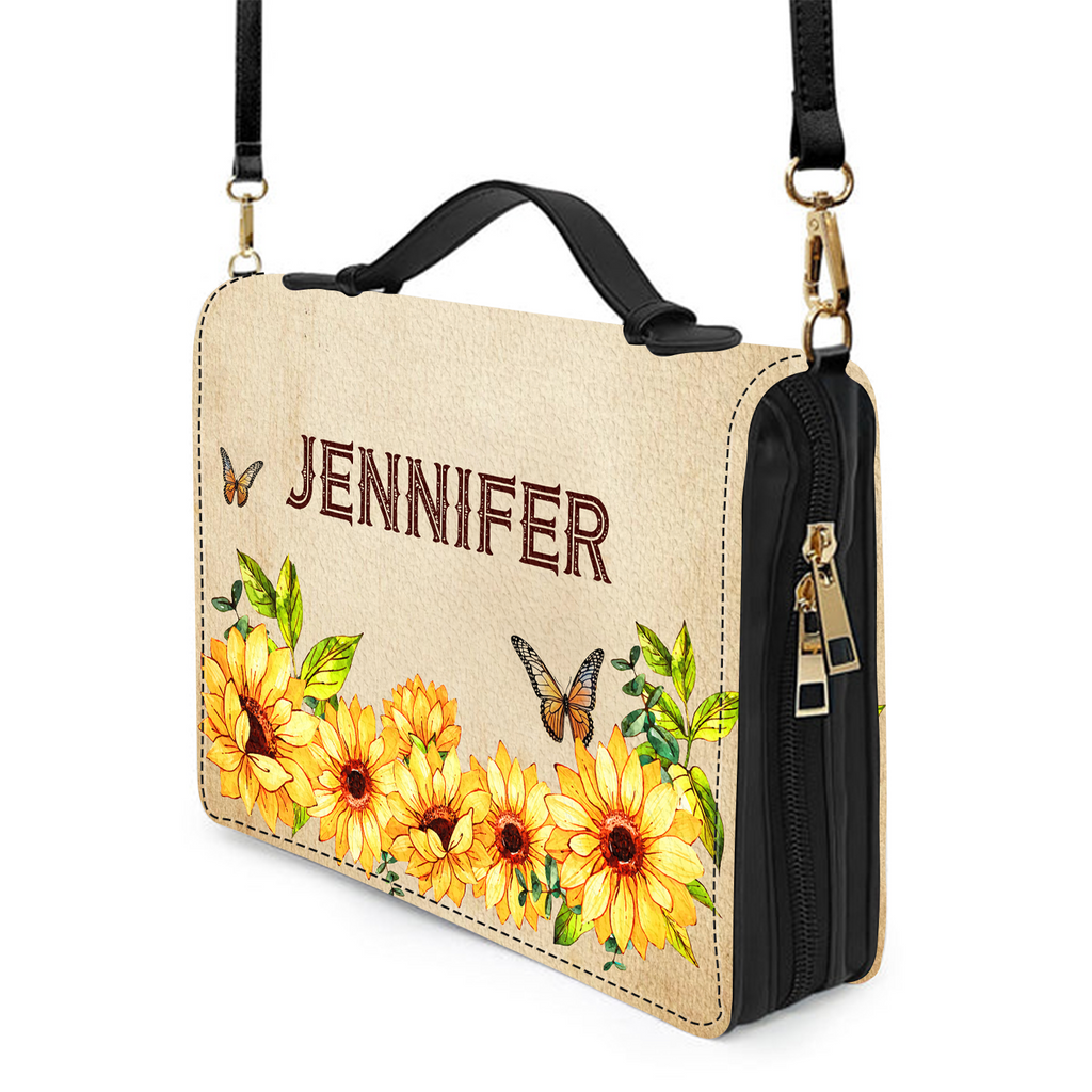 Sunflower Butterflies God Says You Are Christian Personalized Bible Cover